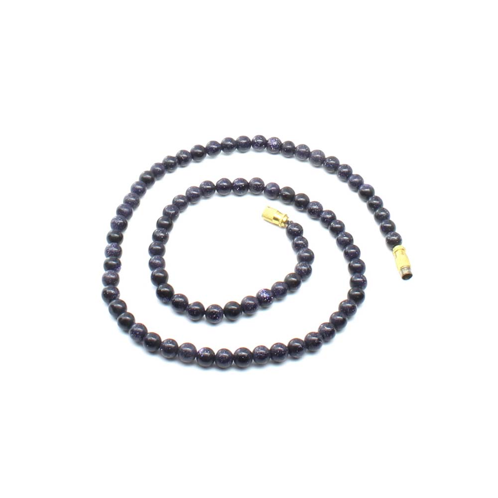 Blue sunstone 5.2 mm beads single line Necklace 16"
