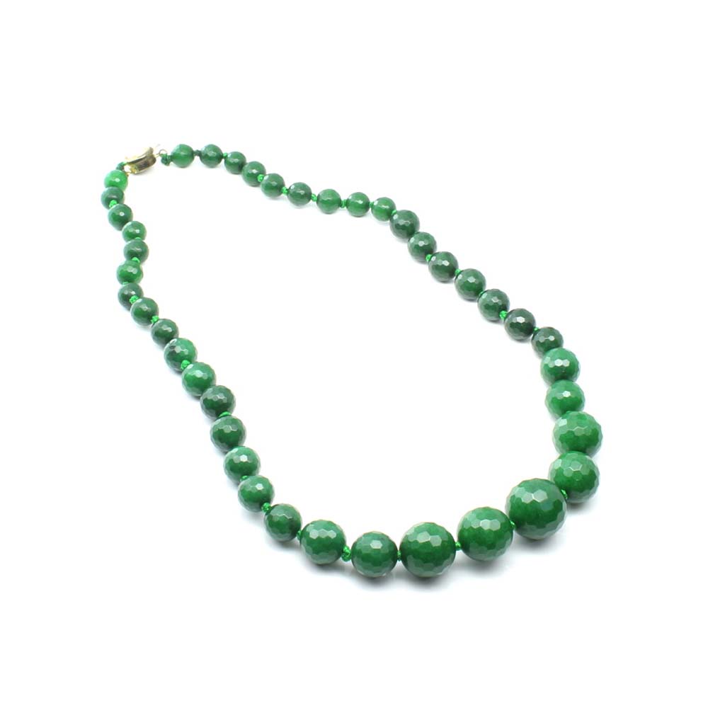 Natural Green Quartz Beads Emerald Color beads single line Necklace 19"