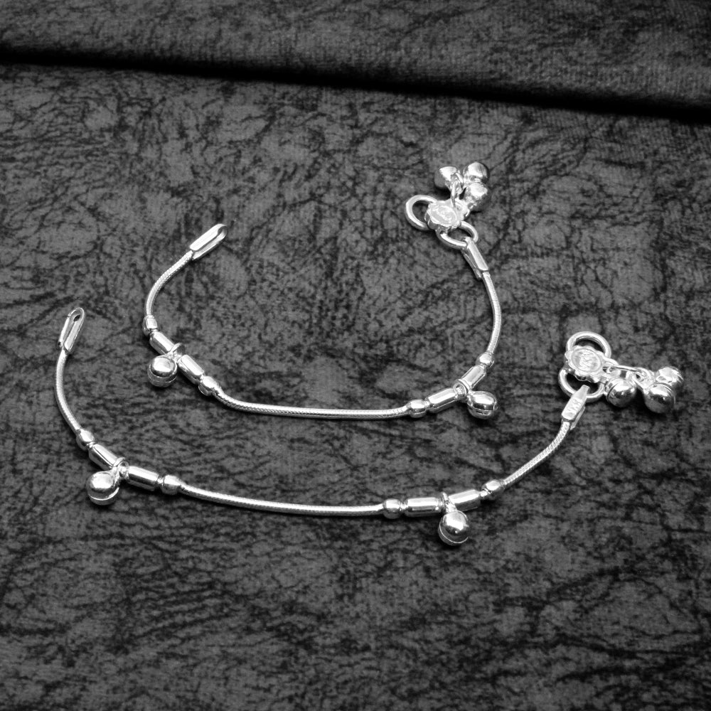 Real Silver Kids Anklets Ankle chain foot baby Bracelet 5.5"