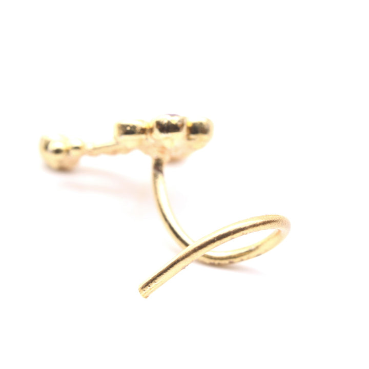 Indian Gold Plated Nose Stud Multi CZ Twisted nose ring
