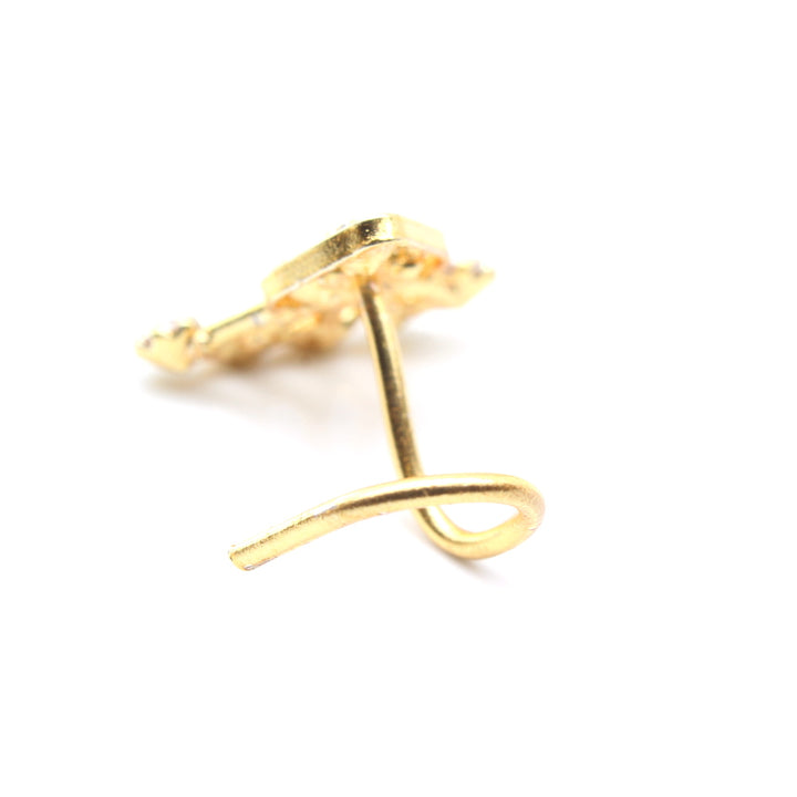Asian Gold Plated Nose Stud White CZ Twisted nose ring