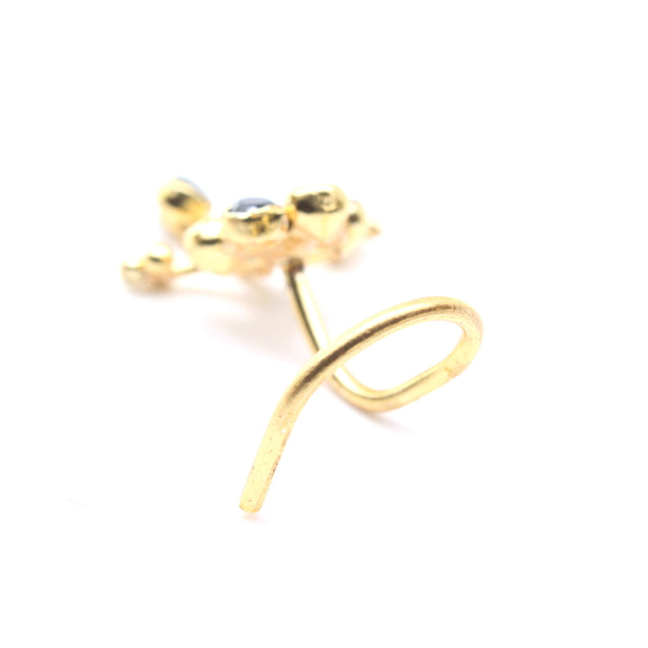 Asian Dangle Style Gold Plated Nose Stud CZ Twisted nose ring