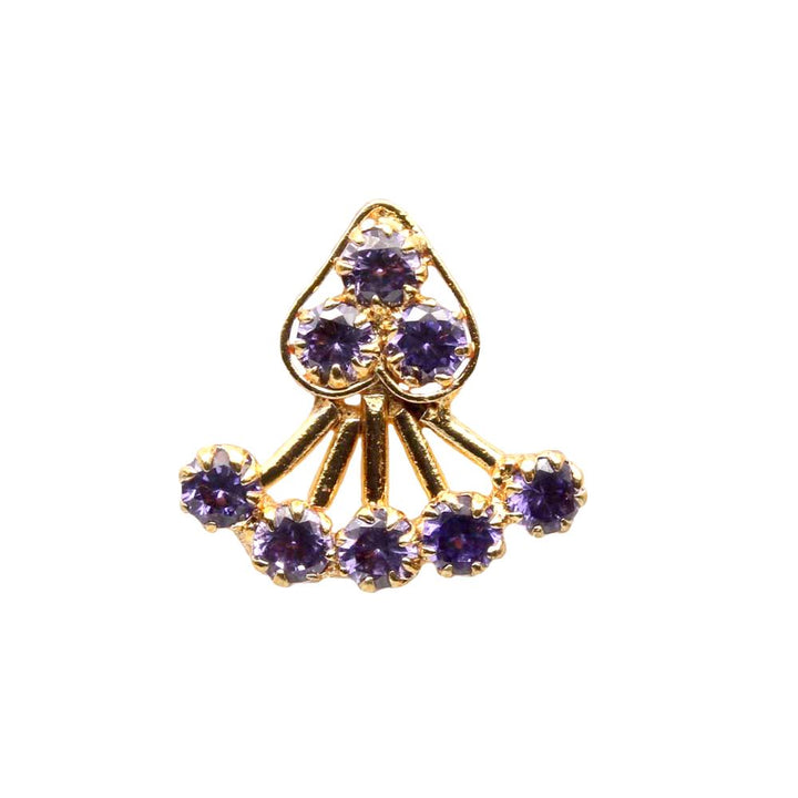 Cute Indian Gold Plated Nose Stud Violet CZ Twisted nose ring 22g