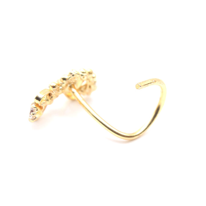 Indian Women Gold Plated Nose Stud CZ Twisted nose ring 22g