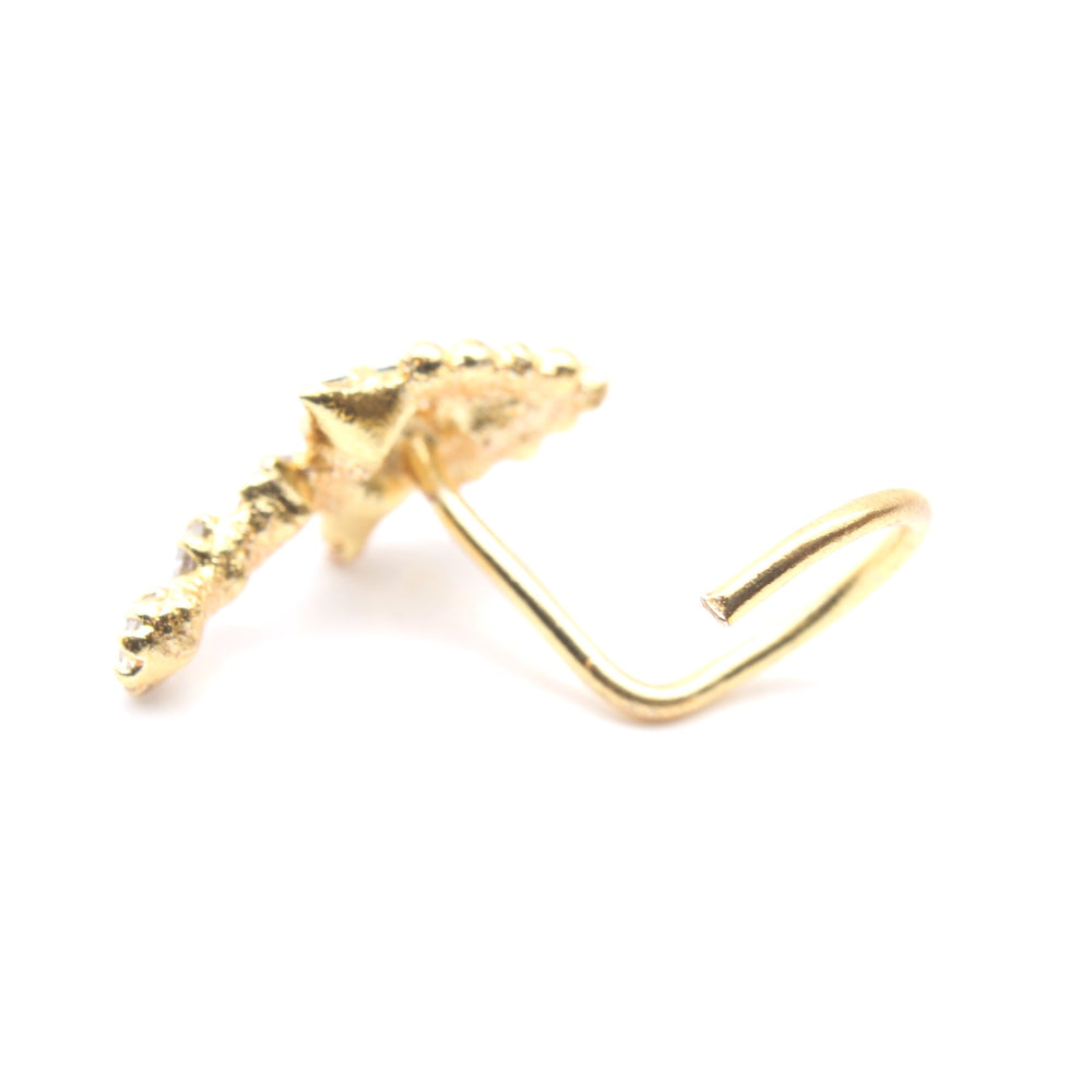 Indian Vertical Women Gold Plated Nose Stud Multi CZ Twisted nose ring