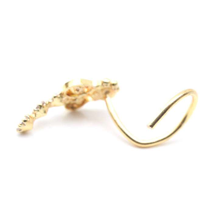 Trendy Cute Women Gold Plated Nose Stud CZ Twisted nose ring 22g