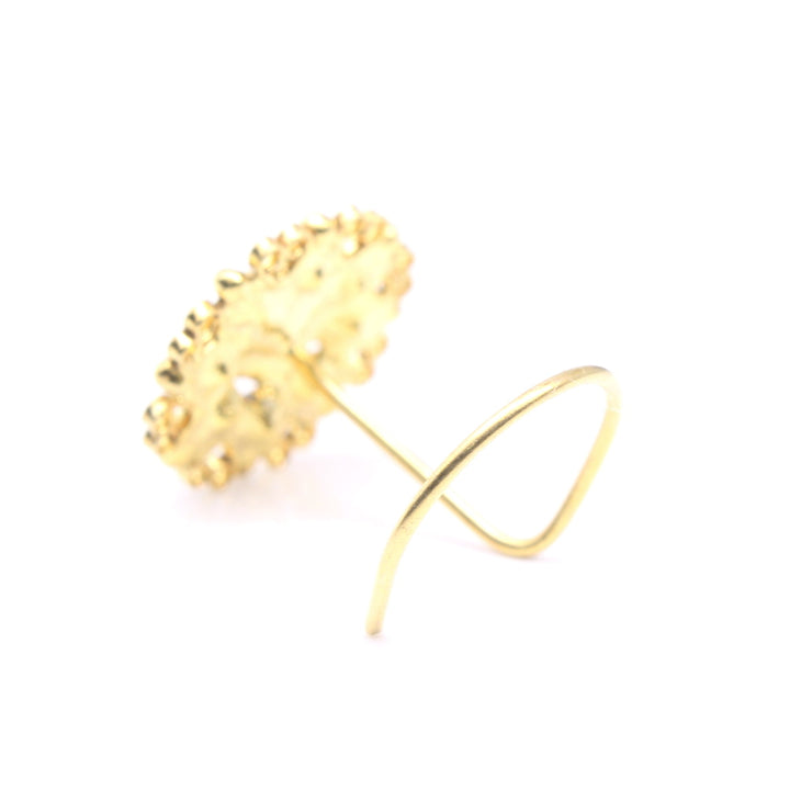 Ethnic Style Women Gold Plated Nose Stud CZ Twisted nose ring 24g