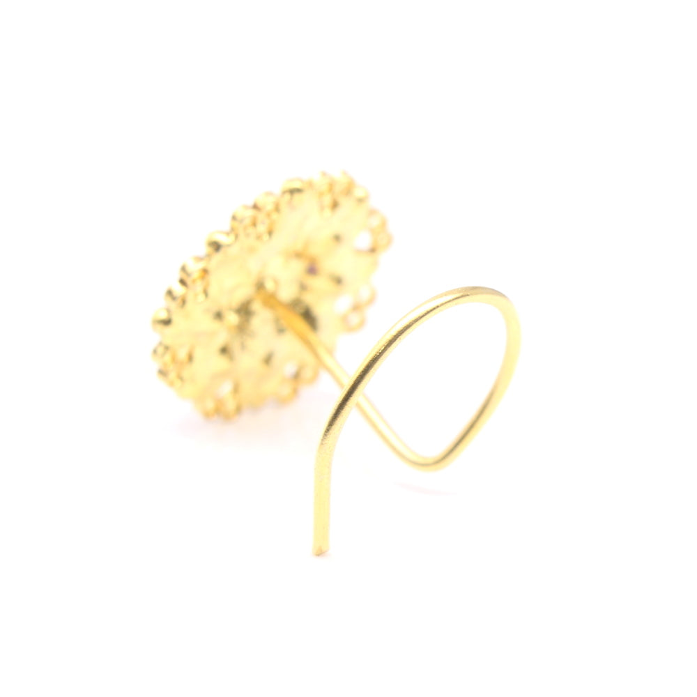 Ethnic Women Gold Plated Nose Stud Multi CZ Twisted nose ring 24g