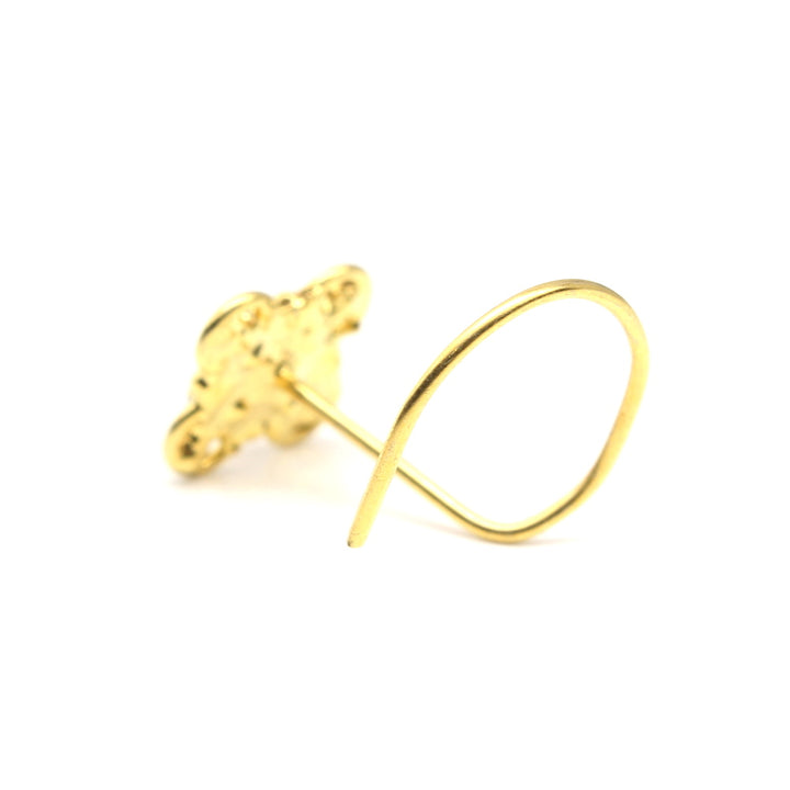 Floral Style Gold Plated Square Nose Stud CZ Corkscrew nose ring 24g