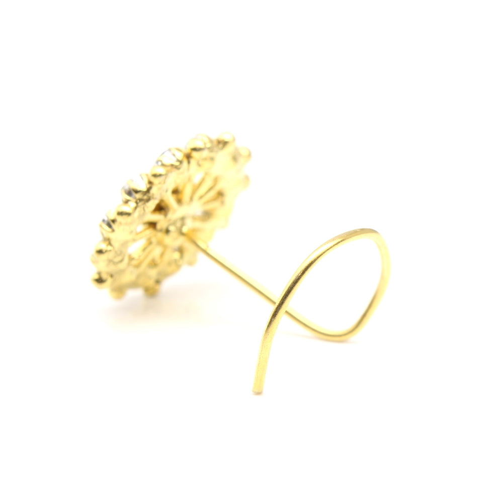 Wheel Style Gold Plated Nose Stud White CZ Twisted nose ring
