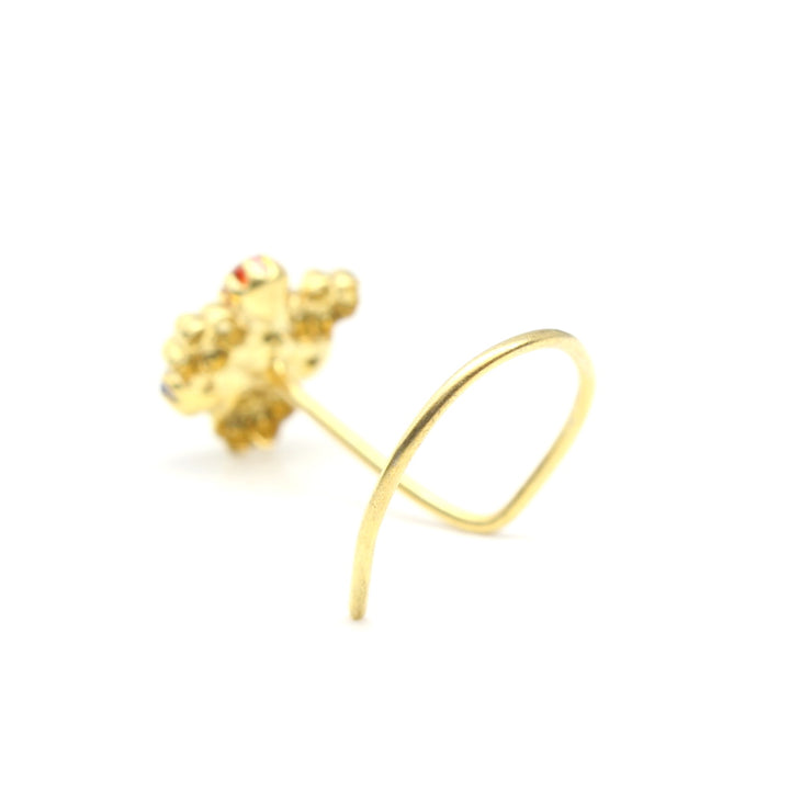 Triangle Style Gold Plated Nose Stud CZ Twisted nose ring