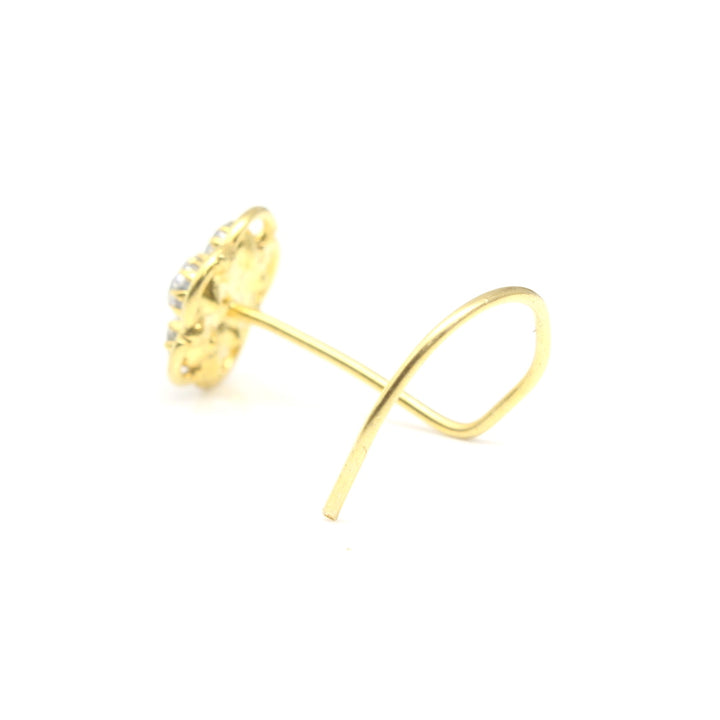 Medusa Style Gold Plated Nose Stud White CZ Twisted nose ring
