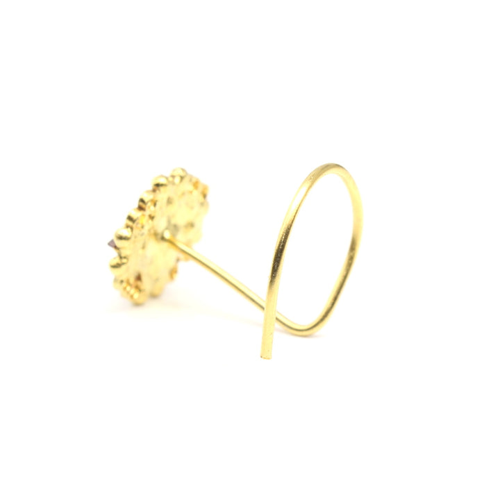 Gold Plated Nose Stud orange White CZ Twisted nose ring 24g