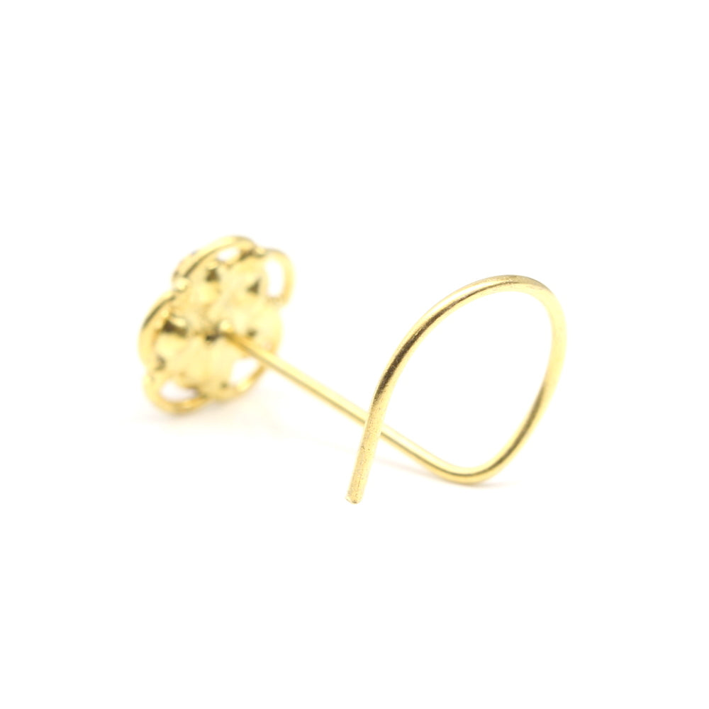 Cute Gold Plated Nose Stud Pink White CZ Twisted nose ring 24g