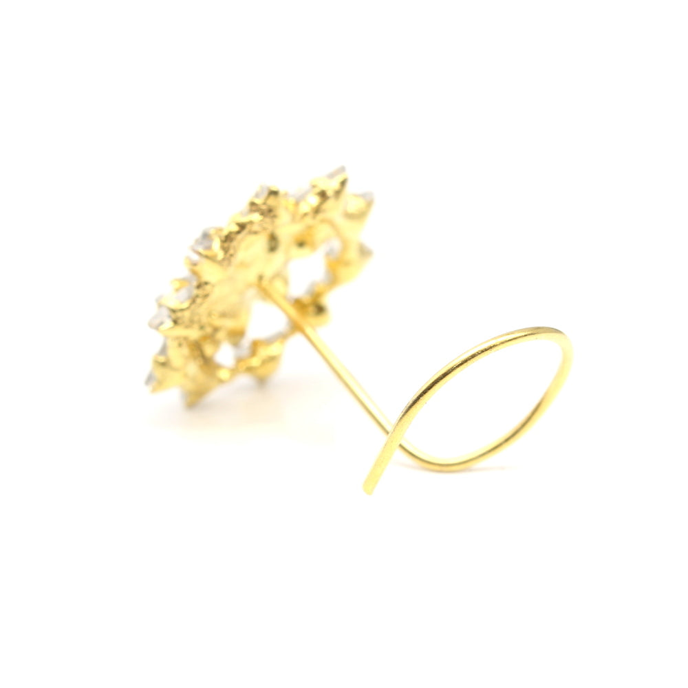 Star Style Gold Plated Nose Stud CZ Twisted nose ring 24g