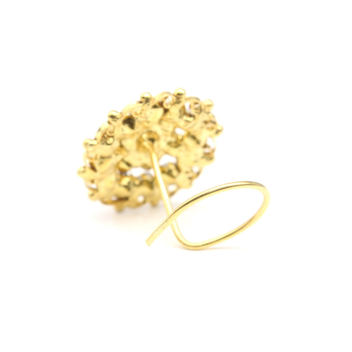 Statement Gold Plated Nose Stud White CZ Twisted nose ring 24g