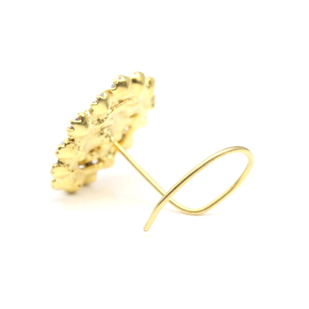 Big Multicolor Gold Plated Nose Stud CZ Twisted nose ring 24g