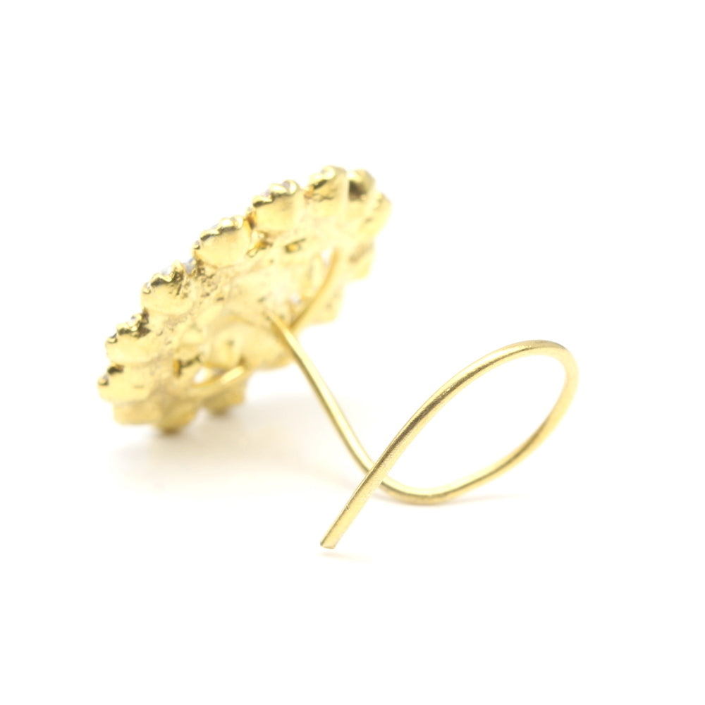 Big Gold Plated Nose Stud CZ Twisted nose ring 24g
