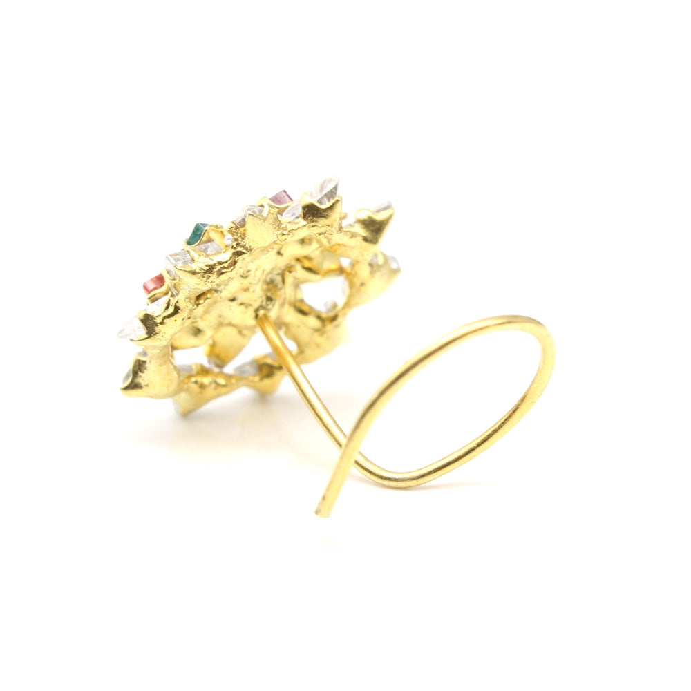 Cute Star Gold Plated Nose Stud Multi CZ Twisted nose ring 24g