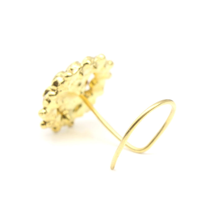 Ethnic Gold Plated Women Nose Stud CZ Twisted nose ring 24g