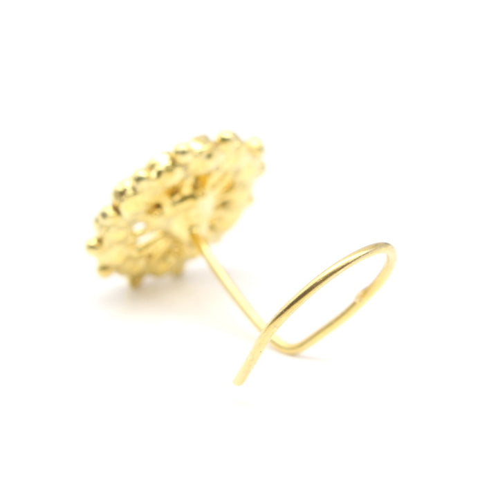 Wheel Style Gold Plated Women Nose Stud CZ Twisted nose ring 24g