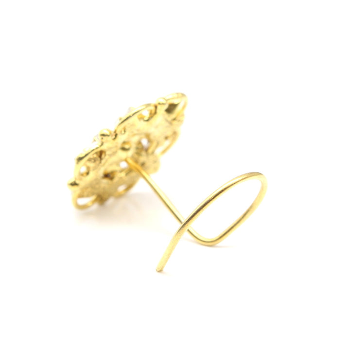 Ethnic Style Gold Plated Women Nose Stud CZ Twisted nose ring 24g