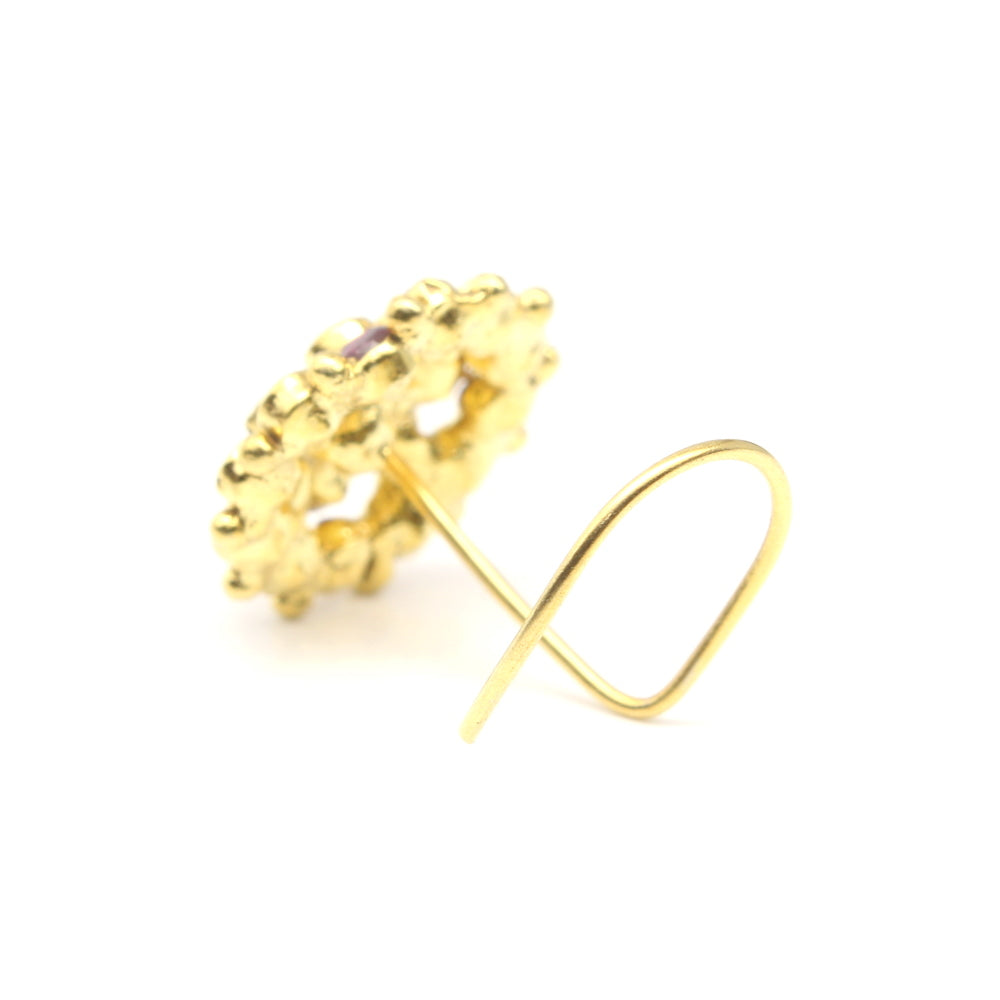 Asian Style Gold Plated Nose Stud CZ Twisted nose ring 24g