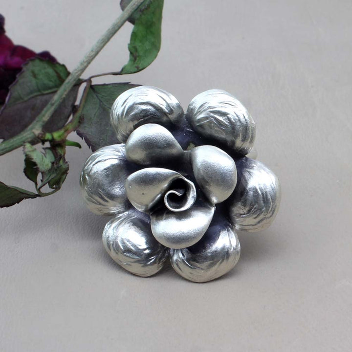 Wild flower tribe textured Fine Real Solid Sterling Silver Ring adjustable-2