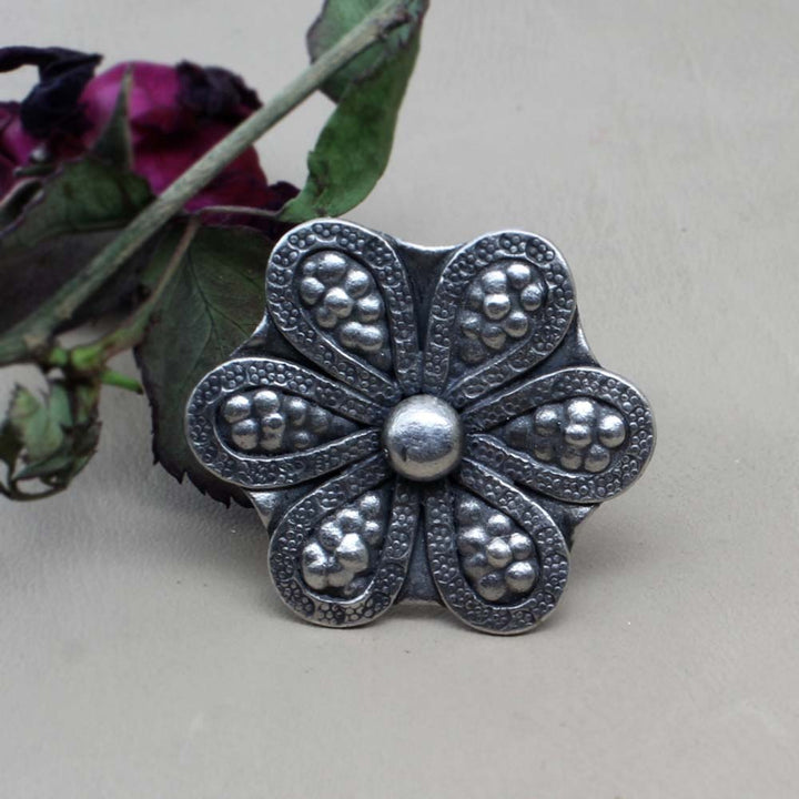 Wild flower tribe textured Fine Real 925 Sterling Silver Ring adjustable-1