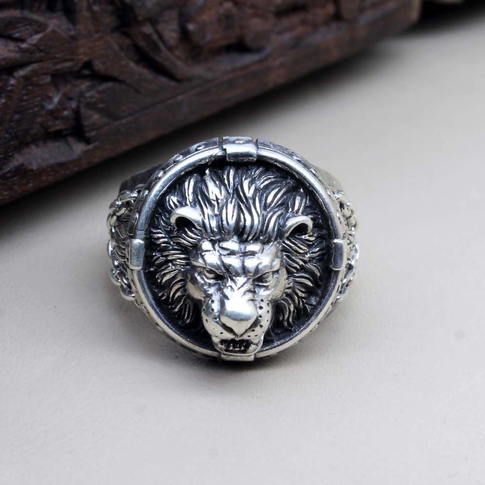 Lion Head Punk Oxidized 925 Sterling Silver Unisex Ring