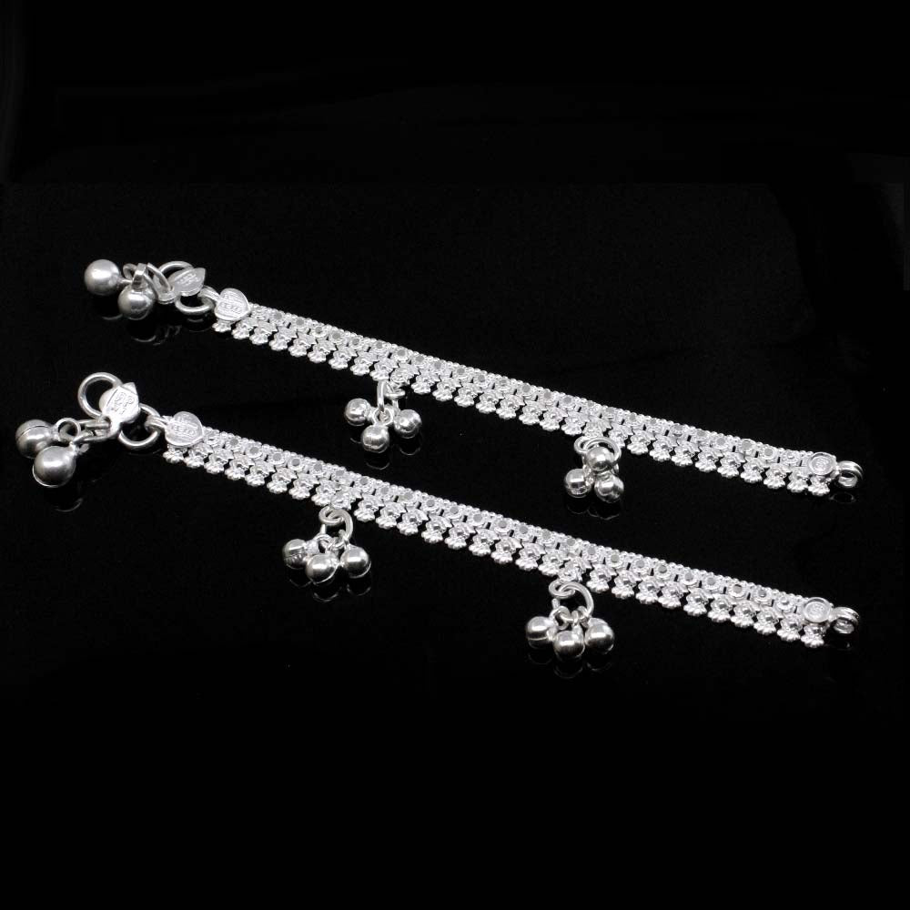 Real Sterling Silver Anklets with Bells Ankle chain Bracelet Kids