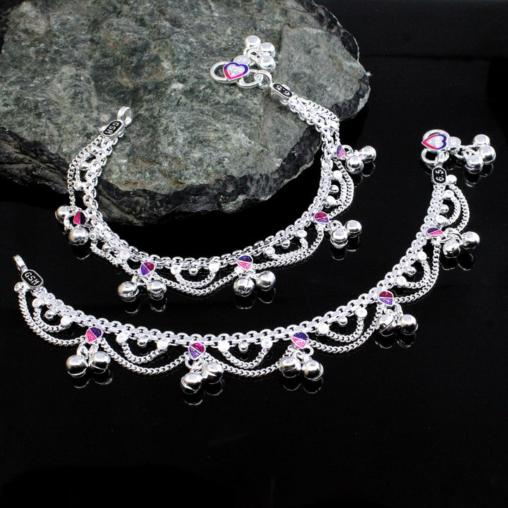 Beautiful Real Solid Sterling Silver Anklets Ankle chain Bracelet Kids 6.5"