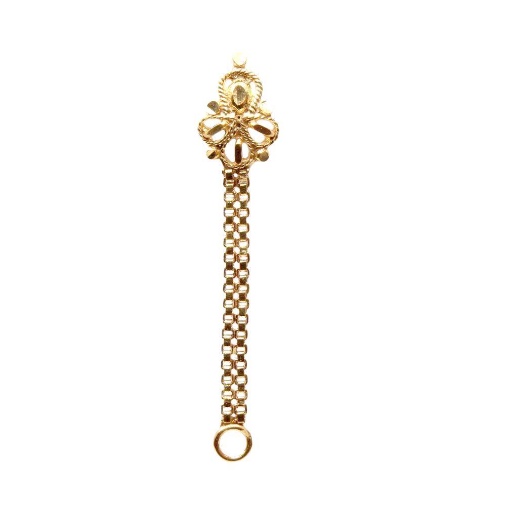Asian 14k Real Gold Indian women Dangle Chain Style Nose Stud Pin
