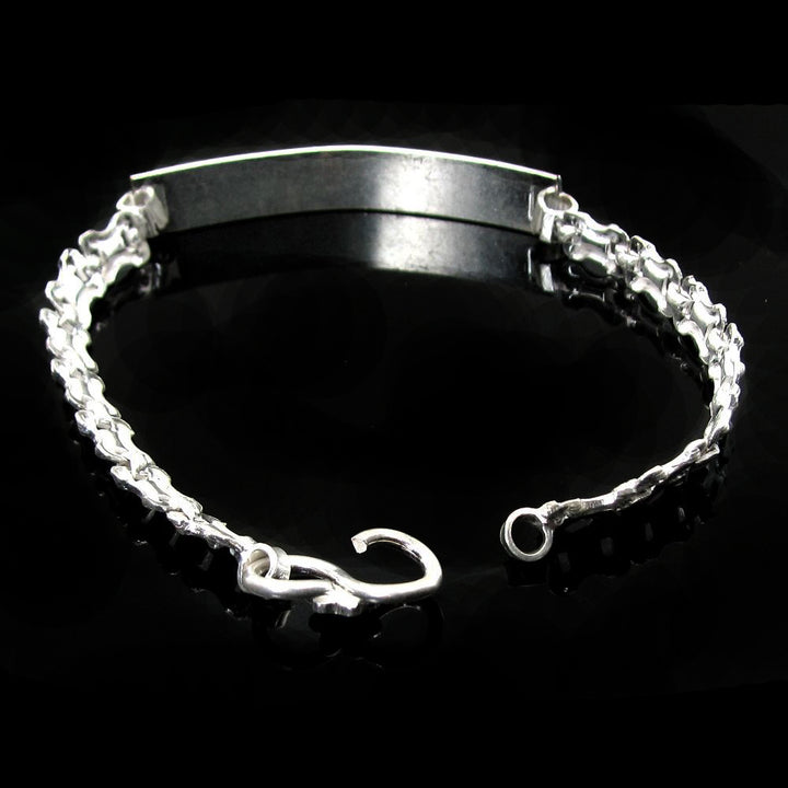 Real Solid Silver Men's Fancy Plate Chain Bracelet 8.5&quot;