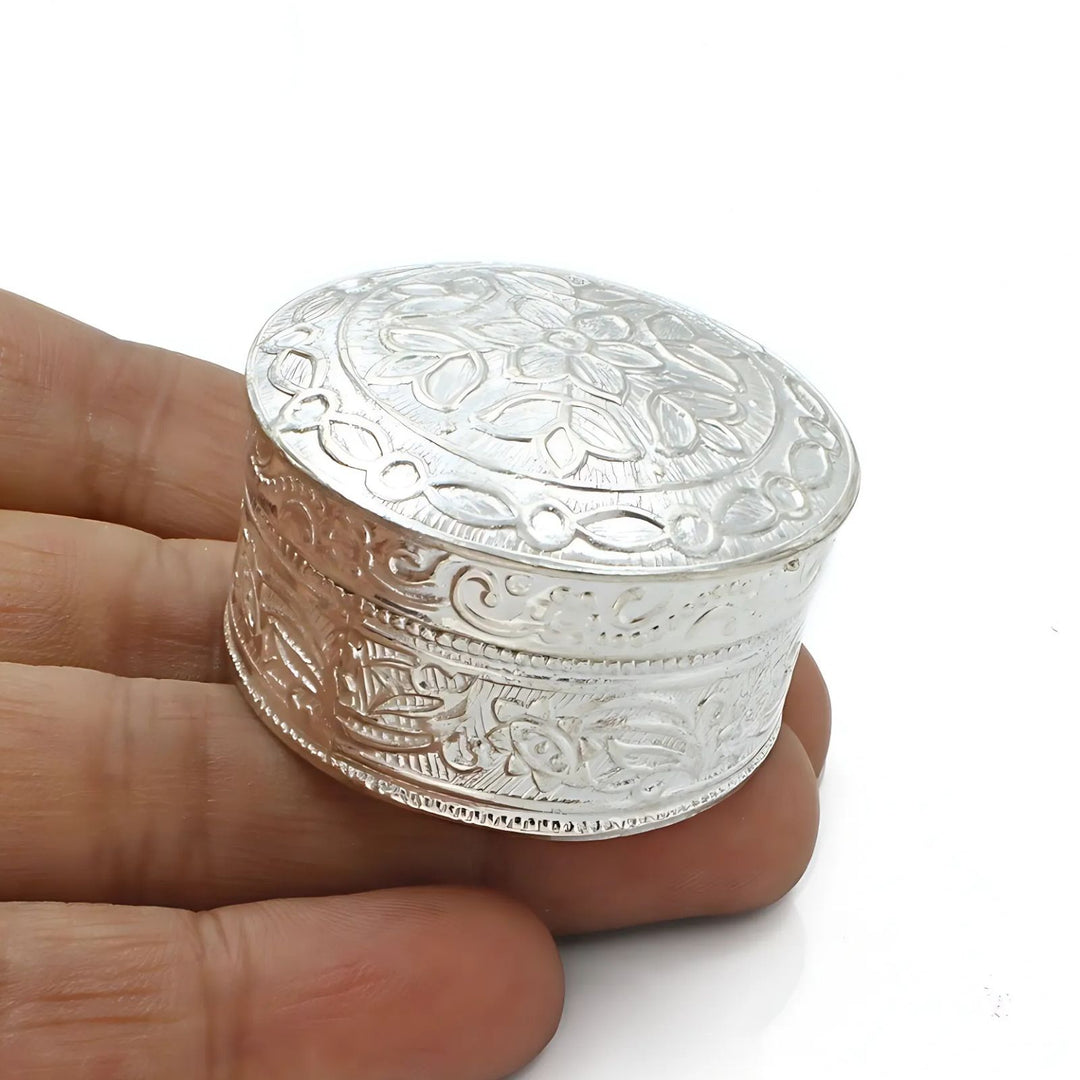 Real Silver Honey Container Round Dibbi for Red Book Remedy