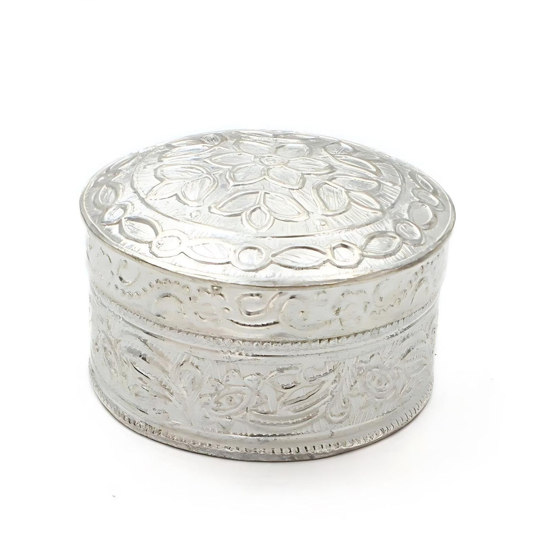 Real Silver Honey Container Round Dibbi for Red Book Remedy