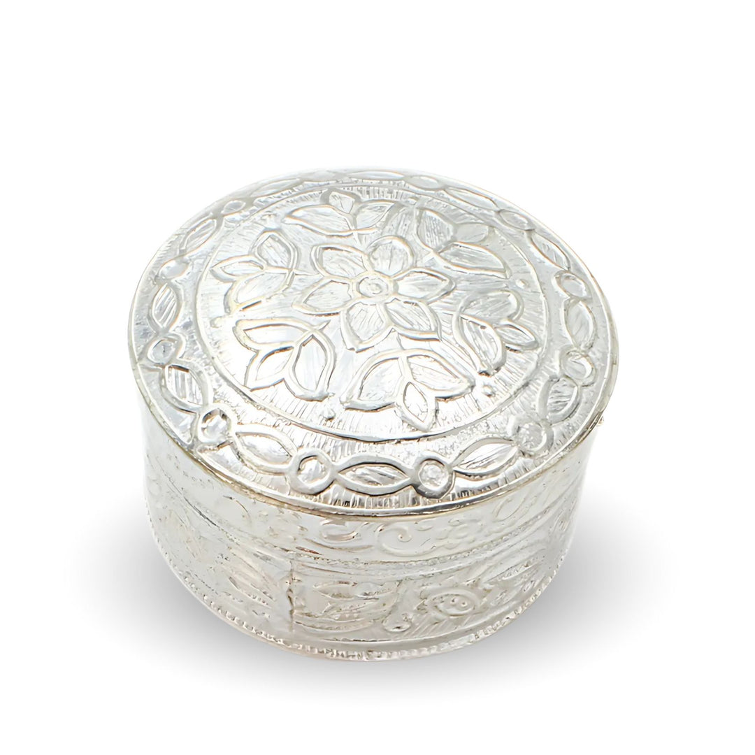 Real Silver Honey Container Round Dibbi for Red Book Remedy