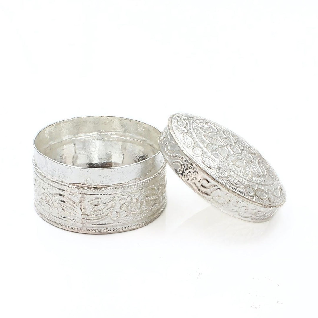 Real Silver Honey Container Round Dibbi for Red Book Remedy