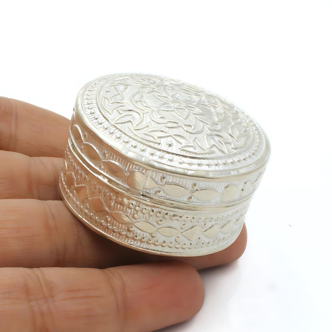 Real Silver Honey Container Round Dibbi for Red Book Remedy