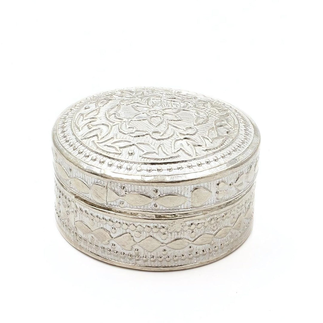 Real Silver Honey Container Round Dibbi for Red Book Remedy