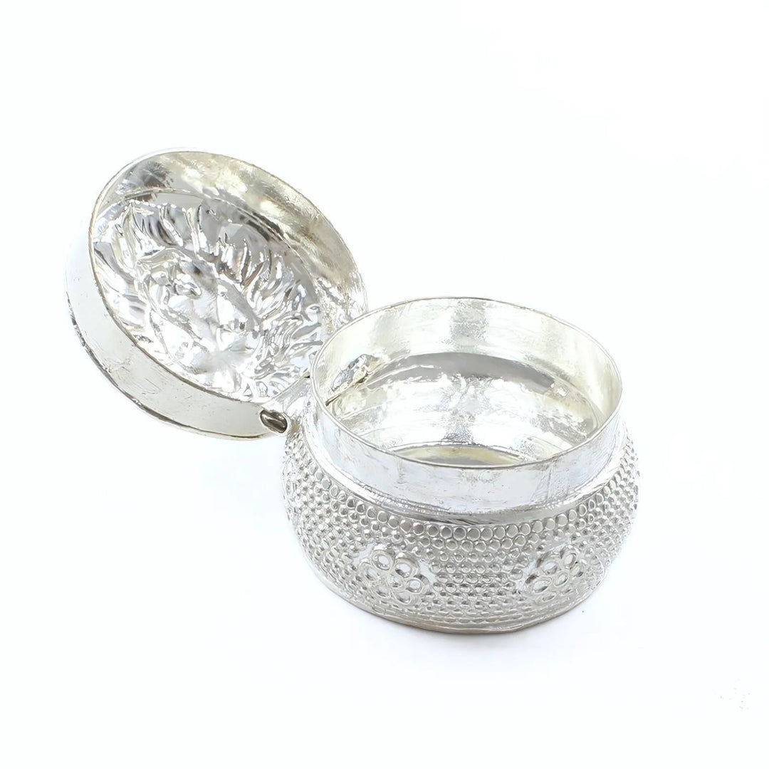 Real Silver Honey Container Oxidized Lion face Dibbi for Red Book Remedy