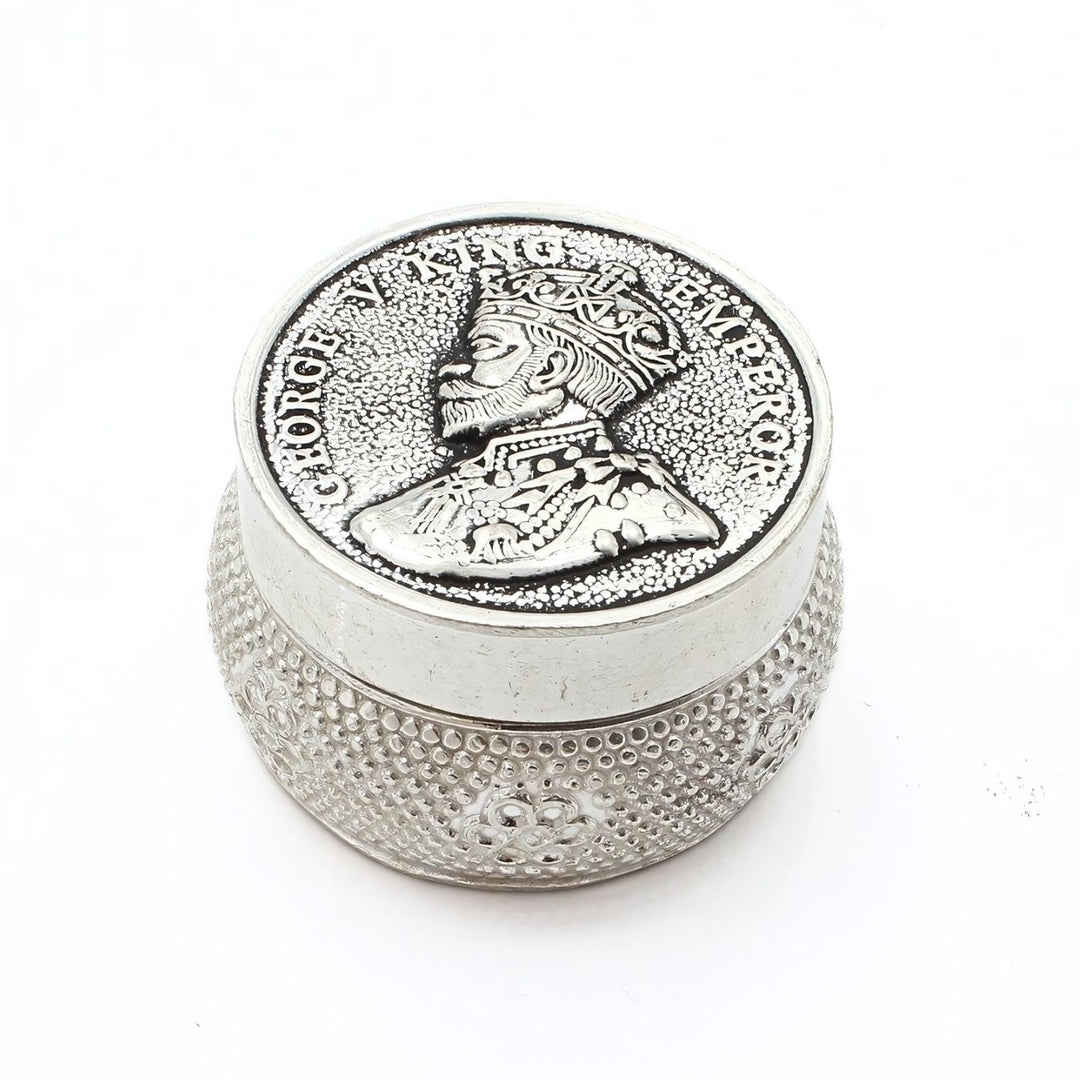 Real Silver Honey Container Oxidized V king Emperor design Dibbi for Red Book Remedy