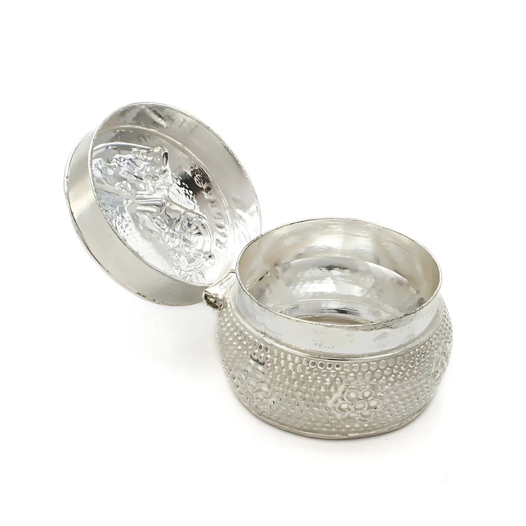 Real Silver Honey Container Oxidized V king Emperor design Dibbi for Red Book Remedy