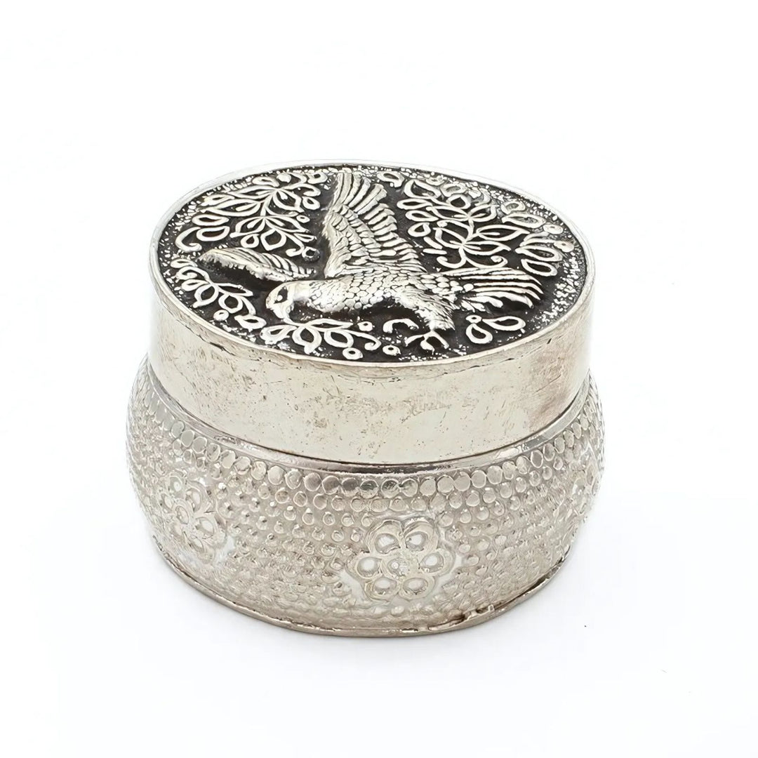 Real Silver Honey Container Oxidized Eagle design Dibbi for Red Book Remedy