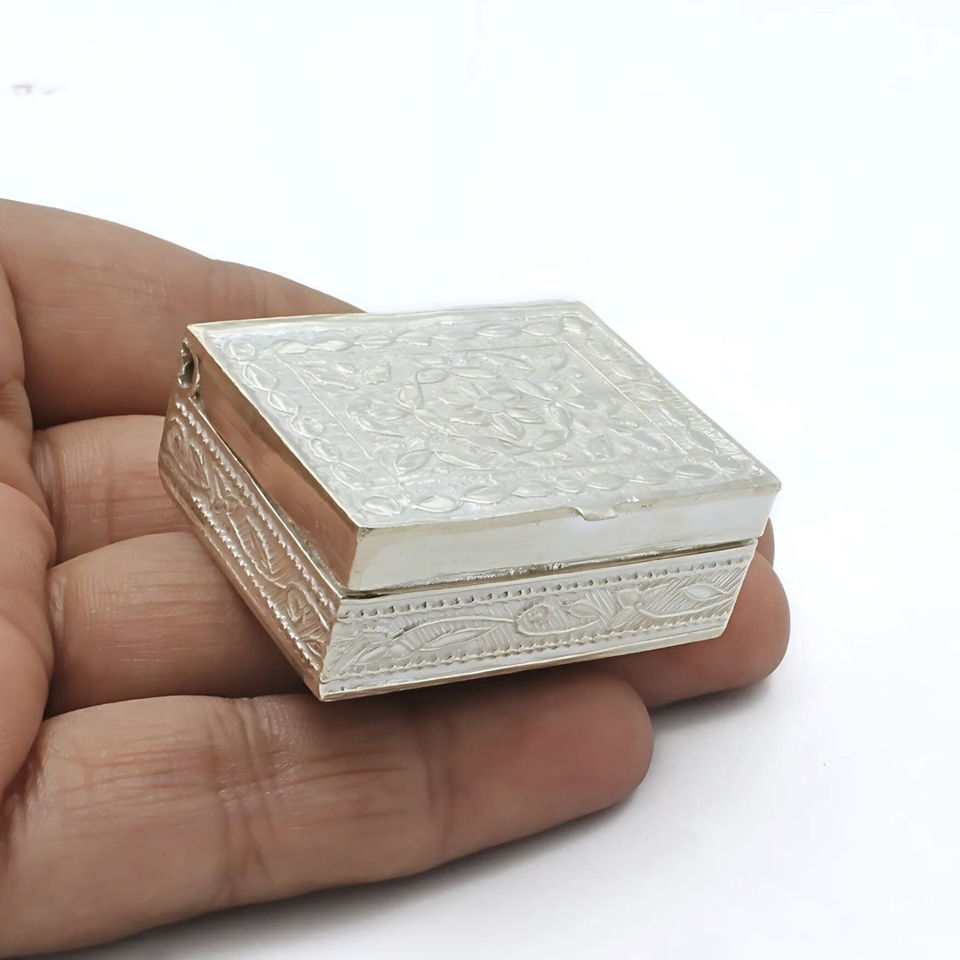 Real Silver Honey Container flower design Dibbi for Red Book Remedy