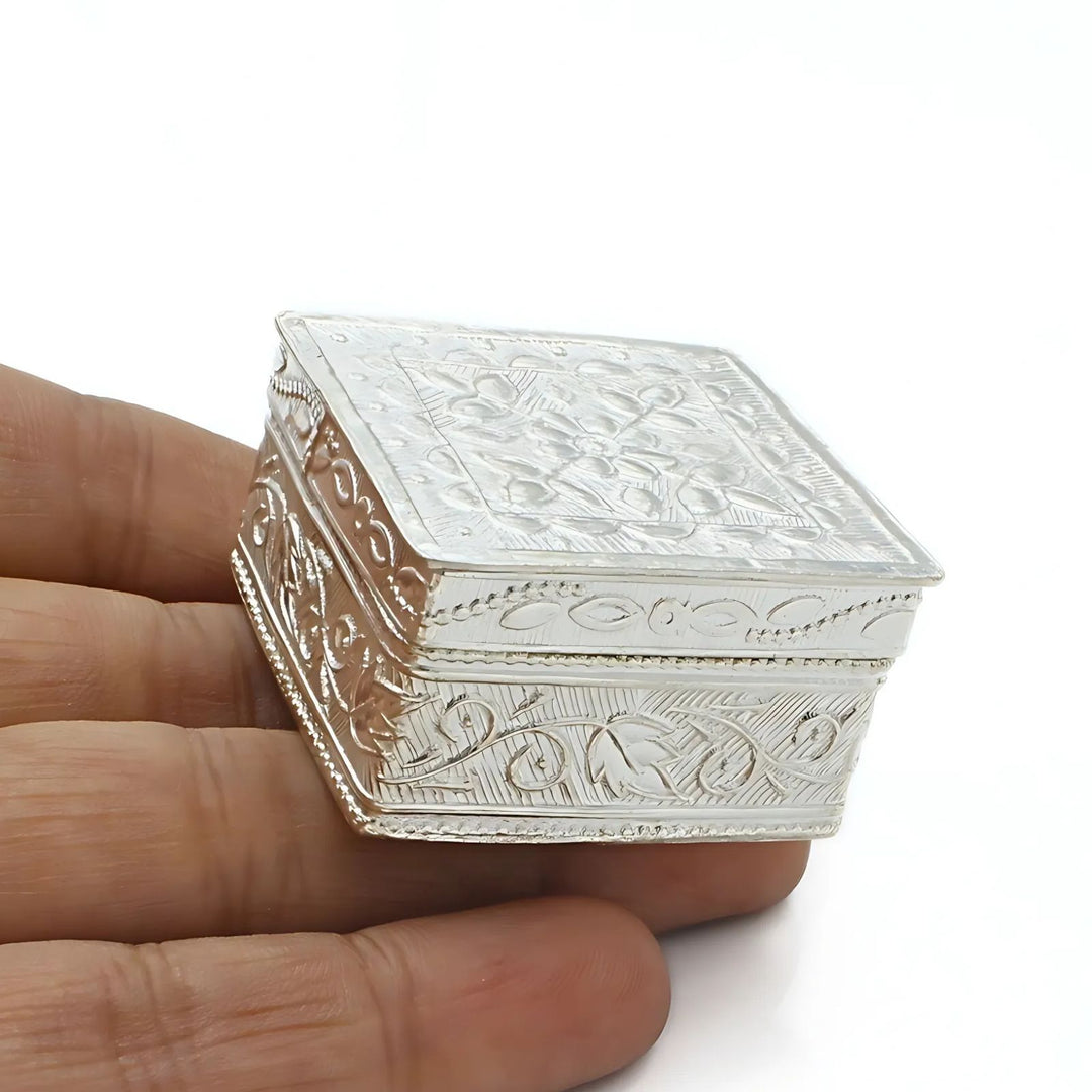 Real  Silver Honey Container Square Dibbi for Red Book Remedy