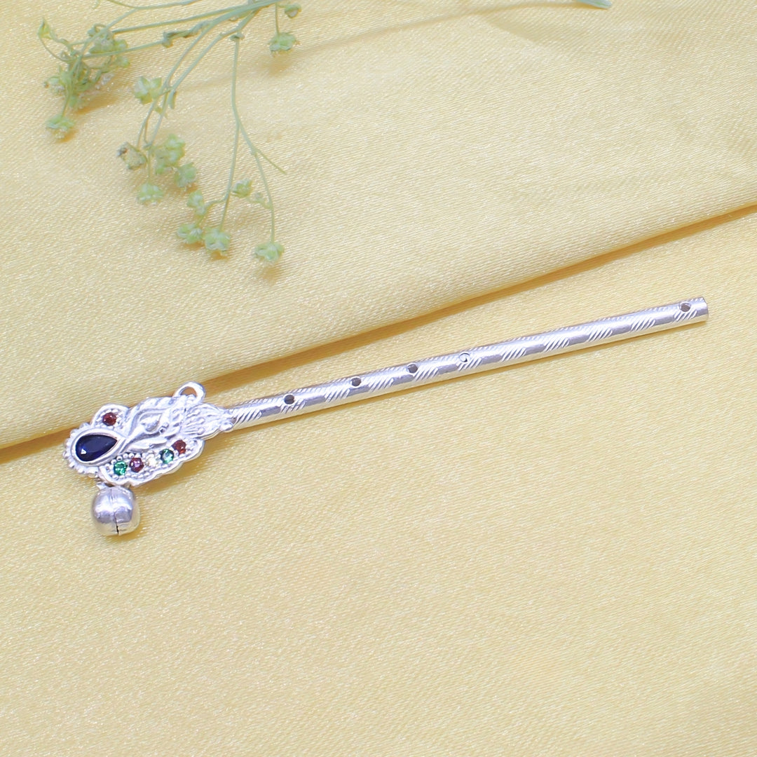 Handmade Real Silver Krishna Flute Bansuri with Elegant Finish