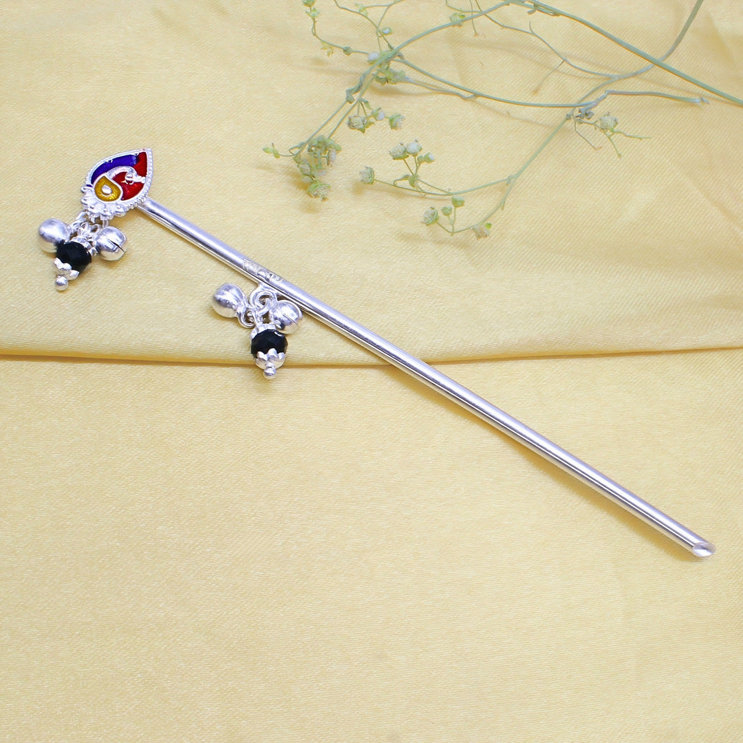 Real Silver Peacock Design Meena Flute for Laddu Gopal