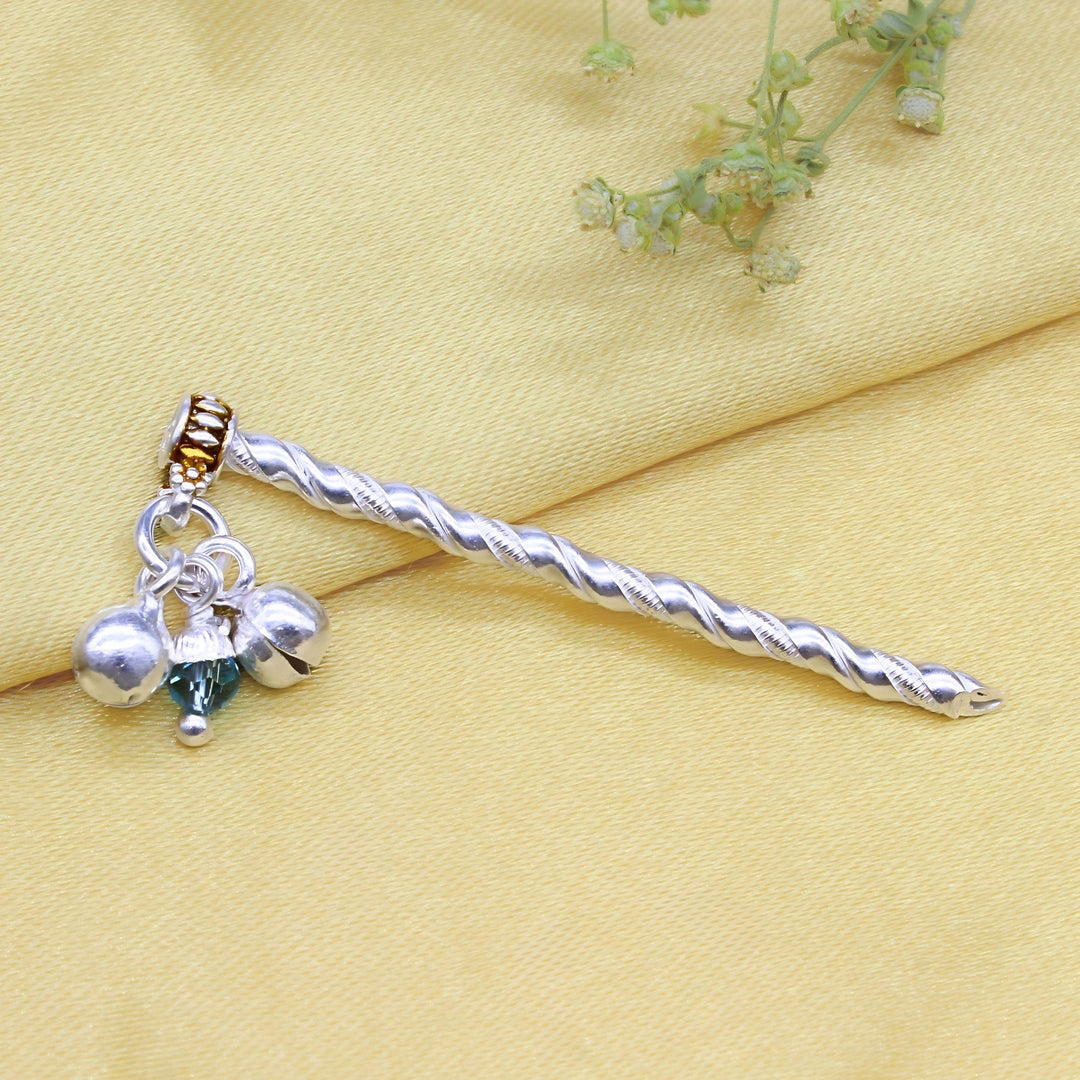 Elegant Real Silver Flute Basuri Ghungroo for Lord Krishna