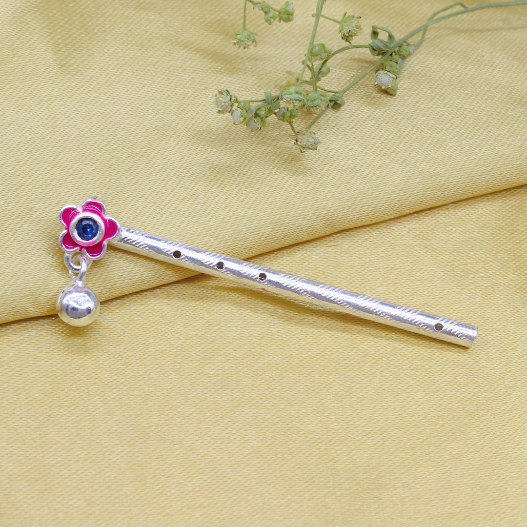 Real Silver Flute Flower Meenakari Bansuri